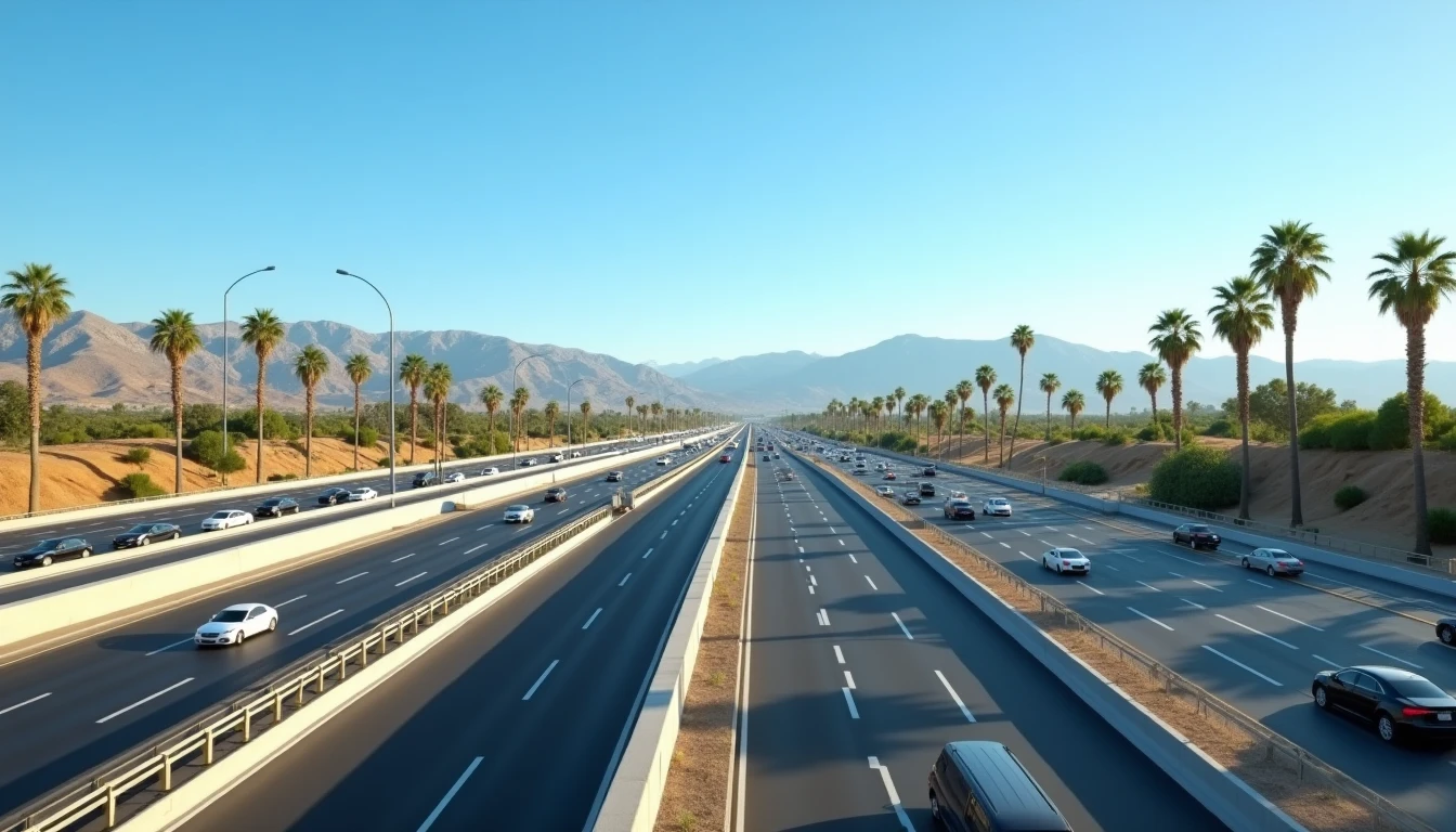 Riverside County freeway, Perris and Riverside CA service area